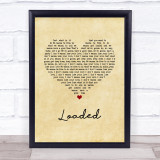 Primal Scream Loaded Vintage Heart Song Lyric Print