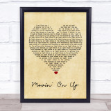 Primal Scream Movin' On Up Vintage Heart Song Lyric Print