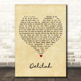 Queen Delilah Vintage Heart Song Lyric Print
