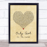 Rihanna Only Girl (In The World) Vintage Heart Song Lyric Print