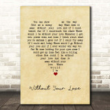 Roger Daltrey Without Your Love Vintage Heart Song Lyric Print