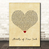 Ryan McMullan Streets of New York Vintage Heart Song Lyric Print