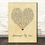 Shania Twain Because Of You Vintage Heart Song Lyric Print