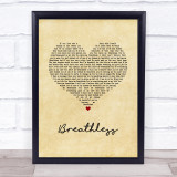 Shayne Ward Breathless Vintage Heart Song Lyric Print