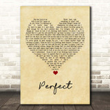 Simple Plan Perfect Vintage Heart Song Lyric Print