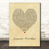 Simple Plan Summer Paradise Vintage Heart Song Lyric Print