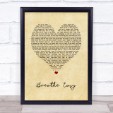 Sugababes Breathe Easy Vintage Heart Song Lyric Print