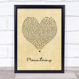Tebi Mountains Vintage Heart Song Lyric Print