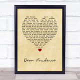 The Beatles Dear Prudence Vintage Heart Song Lyric Print