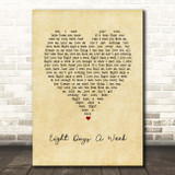The Beatles Eight Days A Week Vintage Heart Song Lyric Print