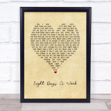 The Beatles Eight Days A Week Vintage Heart Song Lyric Print
