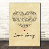 The Cure Love Song Vintage Heart Song Lyric Print