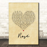 The Feeling Rosé Vintage Heart Song Lyric Print