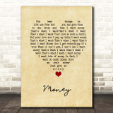 The Flying Lizards Money Vintage Heart Song Lyric Print
