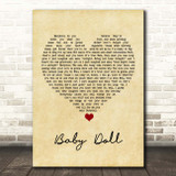 The Fratellis Baby Doll Vintage Heart Song Lyric Print