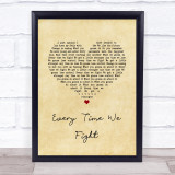 The Milk (band) Every Time We Fight Vintage Heart Song Lyric Print