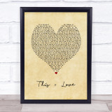 The Script This = Love Vintage Heart Song Lyric Print
