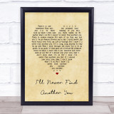 The Seekers I'll Never Find Another You Vintage Heart Song Lyric Print
