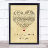 The Spaniels Goodnight Sweetheart Goodnight Vintage Heart Song Lyric Print