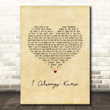 The Vaccines I Always Knew Vintage Heart Song Lyric Print