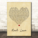 Tom Odell Real Love Vintage Heart Song Lyric Print