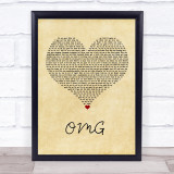 Usher OMG Vintage Heart Song Lyric Print