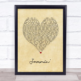 Bob Marley & The Wailers Jammin' Vintage Heart Song Lyric Print