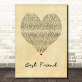 Brandy Best Friend Vintage Heart Song Lyric Print
