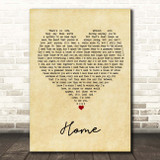 Bruno Major Home Vintage Heart Song Lyric Print