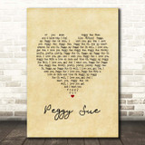 Buddy Holly Peggy Sue Vintage Heart Song Lyric Print