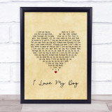 Cat Stevens I Love My Dog Vintage Heart Song Lyric Print