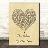 Celine Dion The Colour Of My Love Vintage Heart Song Lyric Print