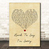 Chicago Hard To Say I'm Sorry Vintage Heart Song Lyric Print