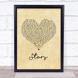 Collabro Stars Vintage Heart Song Lyric Print