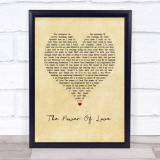 Céline Dion The Power Of Love Vintage Heart Song Lyric Print