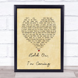 Dave & Sam Hold On, I'm Coming Vintage Heart Song Lyric Print