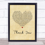 Dido Thank You Vintage Heart Song Lyric Print