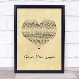 Ed Sheeran Give Me Love Vintage Heart Song Lyric Print