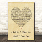 Ali Gatie What If I Told You That I Love You Vintage Heart Song Lyric Print