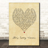 Garth Brooks She's Every Woman Vintage Heart Song Lyric Print