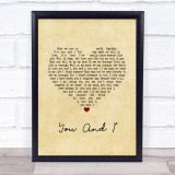 George Michael You And I Vintage Heart Song Lyric Print