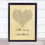 Gerard O'Connell With Every Heartbeat Vintage Heart Song Lyric Print