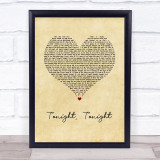 Hot Chelle Rae Tonight, Tonight Vintage Heart Song Lyric Print