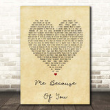 HRVY Me Because Of You Vintage Heart Song Lyric Print