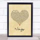 Hurts Wings Vintage Heart Song Lyric Print
