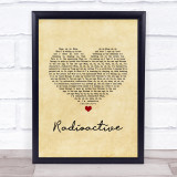 Imagine Dragons Radioactive Vintage Heart Song Lyric Print