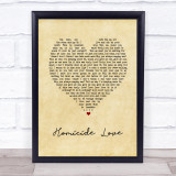 James Arthur Homicide Love Vintage Heart Song Lyric Print