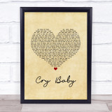 Janis Joplin Cry Baby Vintage Heart Song Lyric Print