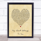 Jim Brickman My Heart Belongs to You Vintage Heart Song Lyric Print