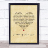 Jimmy Cliff Shelter of Your Love Vintage Heart Song Lyric Print
